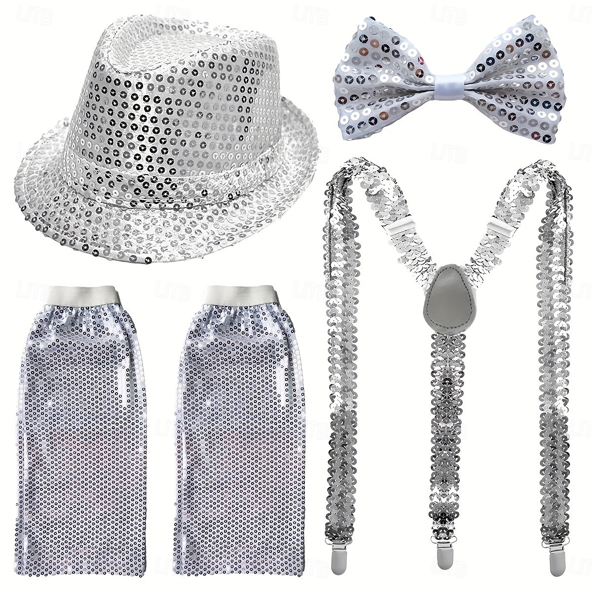 Disfraz de carnaval Disfraz de lujo Sombrero de panamá Tirantes con espalda en Y Disco Retro Antiguo Años 80 Lentejuelas Adulto Hombre Mujer Unisexo Víspera de Todos los Santos Carnaval Fiesta 2026 - $24.99 –P7