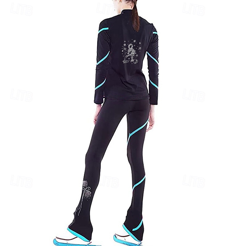 Eiskunstlauf-Jackett und -Hose Damen Mädchen Eislaufen Hosen / Regenhose Shirt Weiß Rosa Blau Glitzer Vlies Spandex Hochelastisch Ausbildung Wettbewerb Eiskunstlaufkleidung warm Kristalle Langarm 2026 - $123.99 –P10