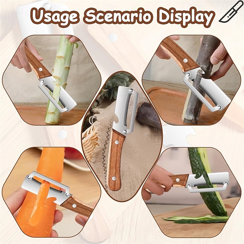 3PC 3-in-1 Multifunctional Vegetable Peeler Stainless Steel Blade with Wooden Handle Professional Kitchen Slicer 2026 - $6.99 –P7