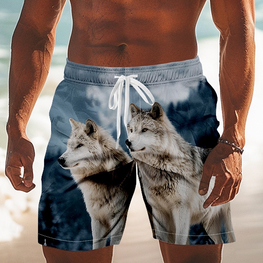رجالي حيوان ذئب طبيعة و مناظر ترونكس السباحة شورتات السباحة شورتات التزلج خصر متوسط عتيق / معتق الأماكن المفتوحة عطلة جيوب جانبية بطانة الشبكة خصر مرن برباط مصمم ملابس 2026 - $20.99 –P3