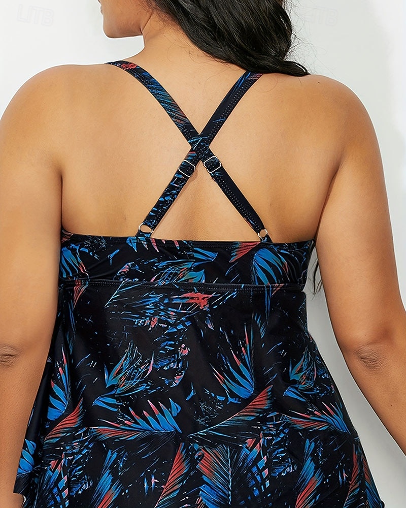 Femmes Maillot de bain 2 Pièces Tankini grande taille Tropical Ultra Léger (UL) Contrôle du ventre Élastique Sans manches Maillot de Bain Surf Plongée en apnée Été de 2026 ? $23.99 –P8