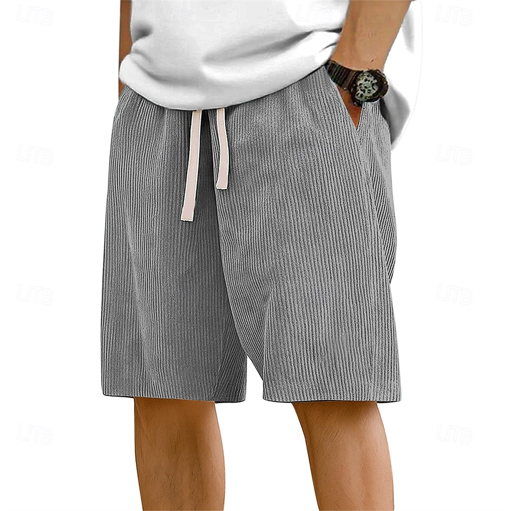 Per uomo Pantaloncini Estivi Shorts da Spiaggia Pantaloncini casual Pantaloncini di velluto a coste Coulisse Elastico in vita Tinta unica Comodità Lunghezza al ginocchio Quotidiano All'aperto del 2026 a $17.99 –P1