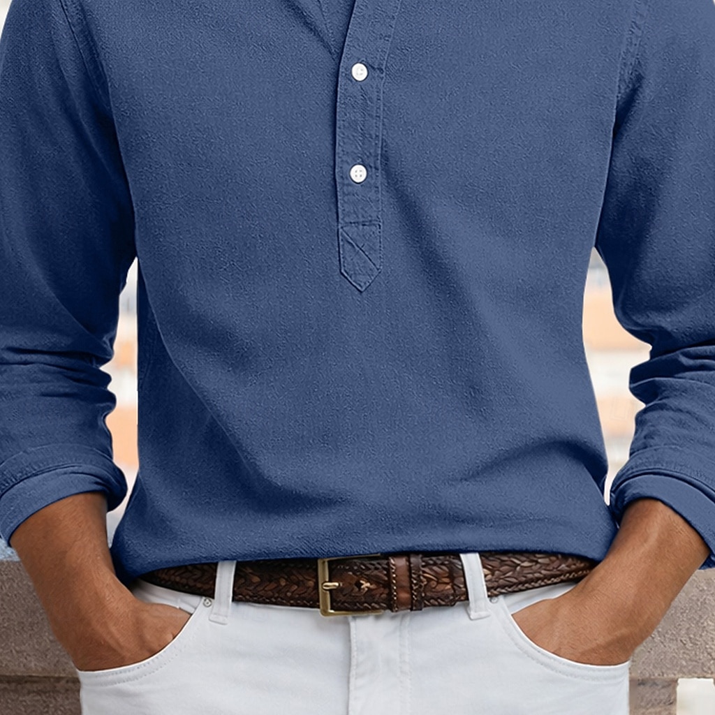 Herren Hemd Popover-Hemd Durchgeknöpft Hemd Freizeithemd Marineblau Dunkelblau Grau Leicht Blau Langarm Einfach Umlegekragen Lässig Outdoor Knöpfe Bekleidung Neutral Mode Täglich Lässig 2026 - $26.99 –P3