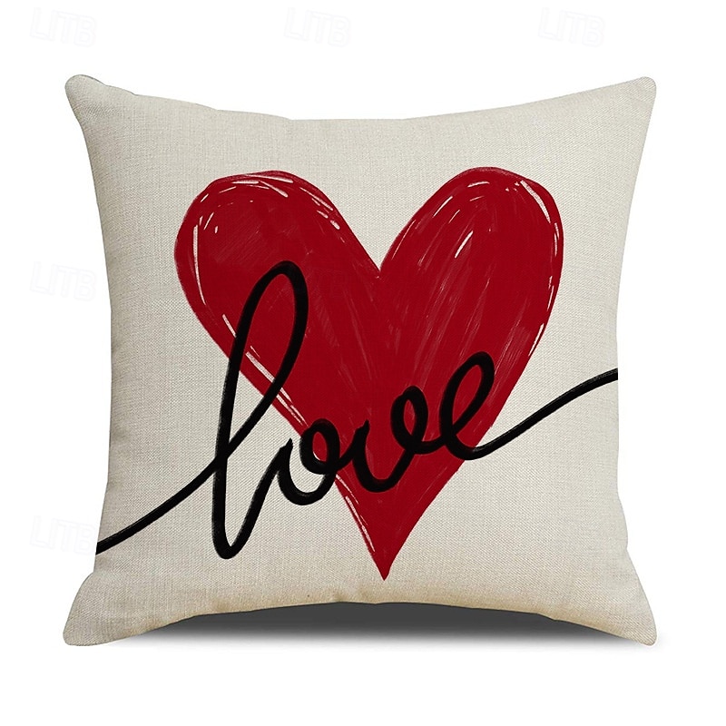 Valentine's Day Couple Heart Pillow Cover, Red "LOVE" Letter Print Decorative Cushion, Perfect for Sofa, Living Room, Bedroom, Ideal for Romantic Valentine's Day Home Decor 2026 - $13.99 –P5