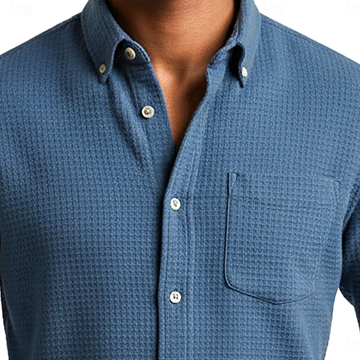 Per uomo Camicia Camicia a nido d'ape Camicia casual Camicia con colletto alla coreana Camicia con Bottoni Blu Rosa Vino Blu marino Manica Lunga Semplice Testurizzato Collo alla coreana Casuale del 2026 a $25.99 –P2