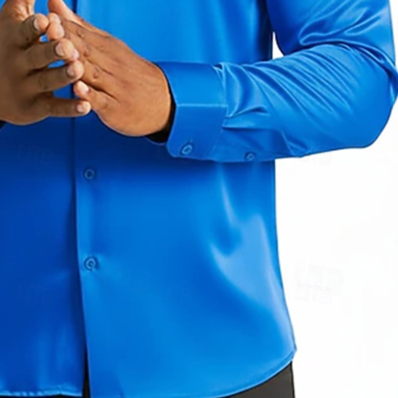 Per uomo Camicia Camicia in raso Camicia elegante Camicia con Bottoni Camicia da Ballo Tinta unica Balli di fine anno Matrimonio Nero Rosso Blu Verde Manica Lunga Collo ripiegato Tutte le stagioni del 2026 a $29.99 –P6