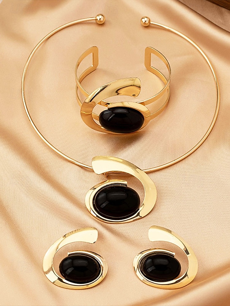 סט תכשיטי סגסוגת בוהמי לנשים עם אבני טורקיז - שרשרת, עגילים וצמיד, זמינים במגוון צבעים - מושלם לאירועים יומיומיים וחגיגיים 2026 - $14.99 –P5