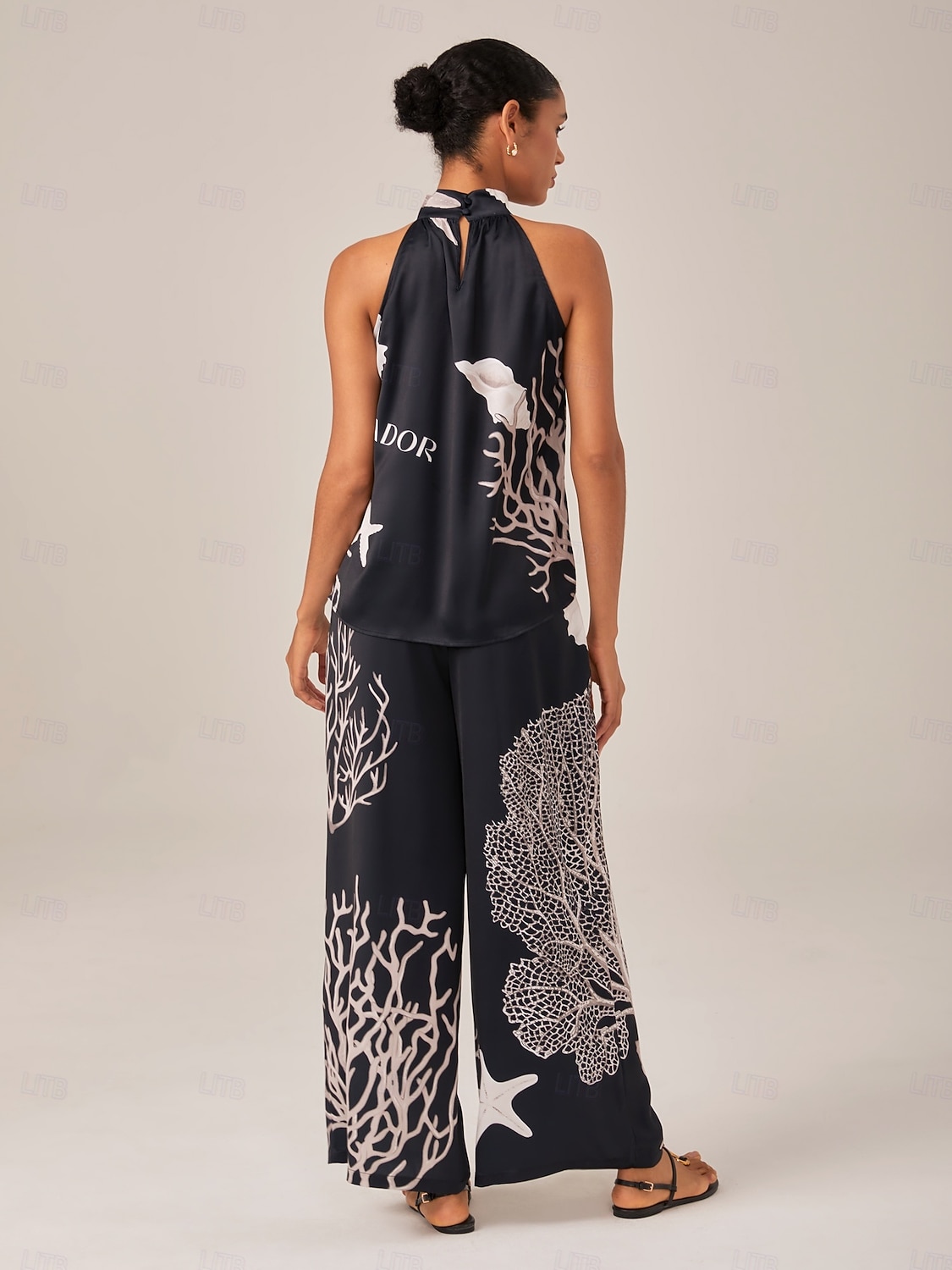 Mujer Escote Cruzado Elegante Vacaciones Casual Perneras anchas Sin Mangas Negro S M L Verano Primavera 2026 - $102.99 –P6