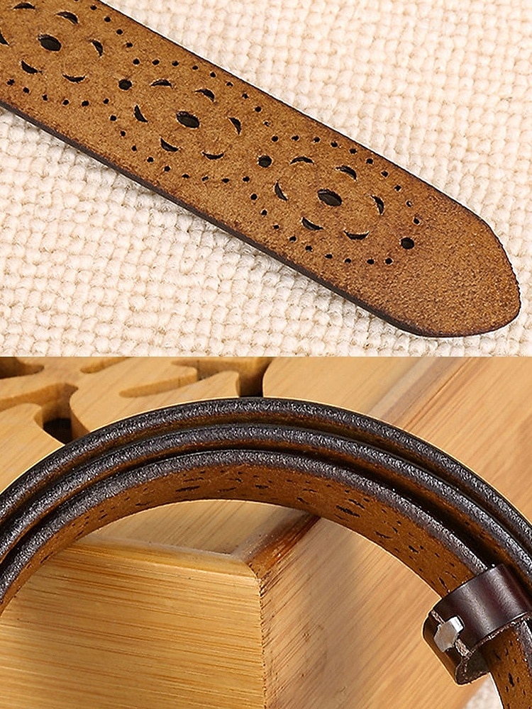 Naisten aitoa nahkaa oleva vyö, vintage-rei'itetty kukkakuvio metallisoljella, rento klassinen tyyli, monivärinen vyö farkkuihin, mekkoihin, jokapäiväiseen käyttöön ja ulkoiluun. 2026 - ZAR R281 –P9