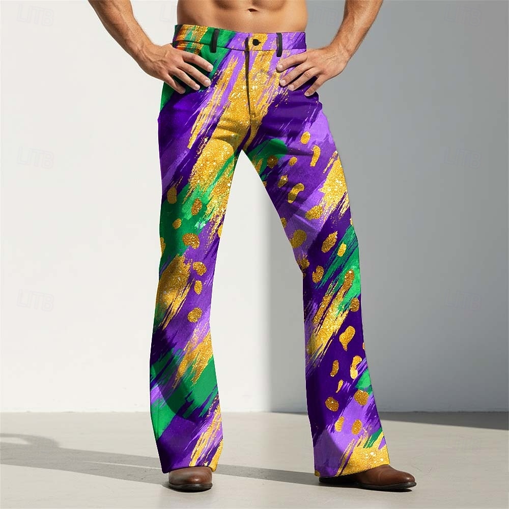 Martedì grasso Per uomo Piume Inchiostro splash Carnevale Pantaloni Pantaloni da discoteca Pantaloni a zampa d'elefante anni '60 e '70 Misura del girovita medio Vintage Retrò Feste Ferie Tasche del 2026 a $31.99 –P4