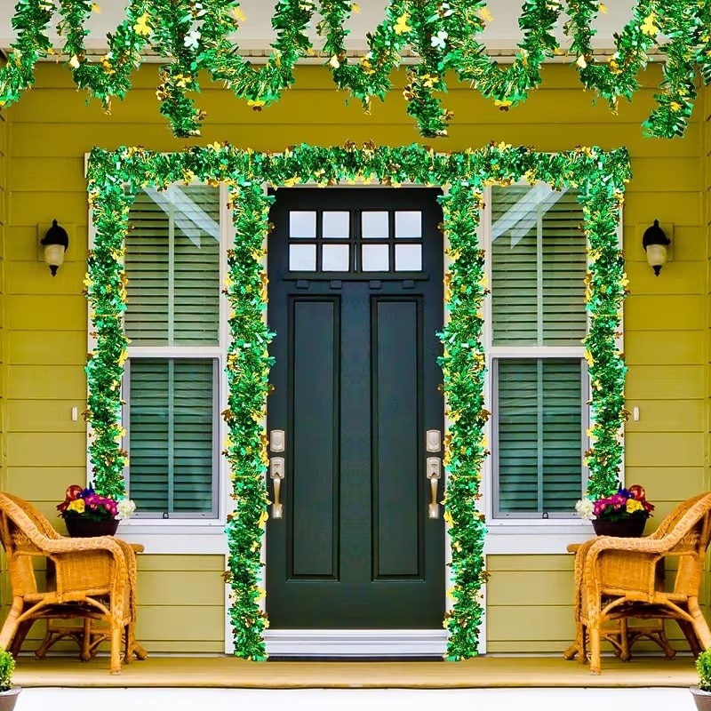 2 db összesen 10 méteres Szent Patrik-napi metál drótfüzér - lóhere és lóhere mintás, zöld és arany metál csavart, alkalmas ír parti otthoni dekorációra 2026 - $16.99 –P7