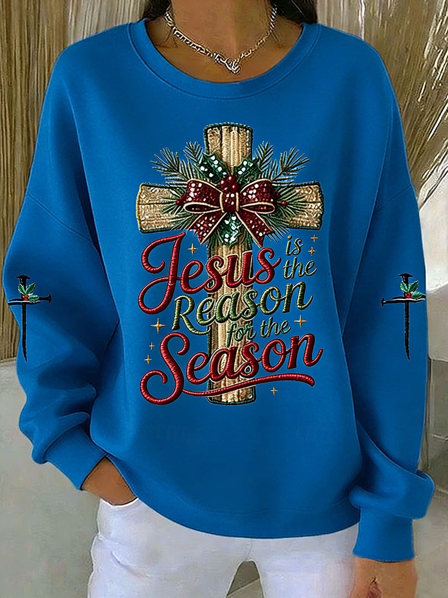 Dámské Pullover Mikiny Tisk Grafika Písmeno Na běžné nošení Dlouhý rukáv Tričkový Běžné topy Ležérní ulice Na den Vodní modrá Bílá Světlá růžová Rubínově červená Oranžová Podzim Zima 2026 - $27.99 –P5