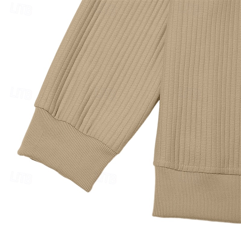 Voor heren Sweatshirt Stoppen Hoodie met knoopsluiting Geribbeld breisel Leger Groen Bordeaux Marineblauw Khaki Polo kraag Effen Lapwerk Kleurenblok Met Textuur Sport & Outdoor Casual Dagelijks 2026 - $28.99 –P6