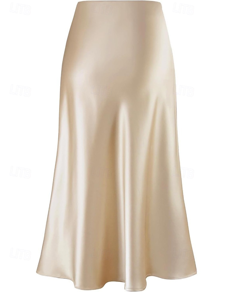 Mujer Elegante Moda Maxi Alta cintura Faldas Plano Frunce Rígido Diario Calle Negro Champaña Verde Ejército Verde Trébol Verano 2026 - $21.99 –P3