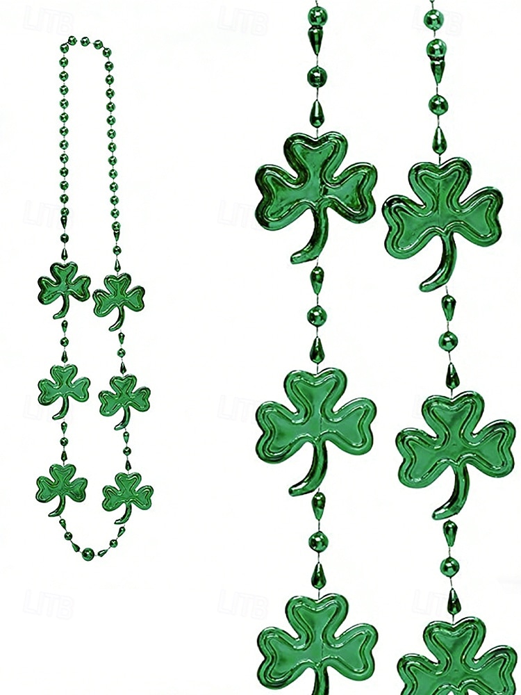 Halsband i akryl för kvinnor, St. Patrick's Day, med klöver- och hattmönster, flera stilar, gröna pärlor, perfekt för högtidsfiranden och festtillbehör. 2026 - $7.99 –P7