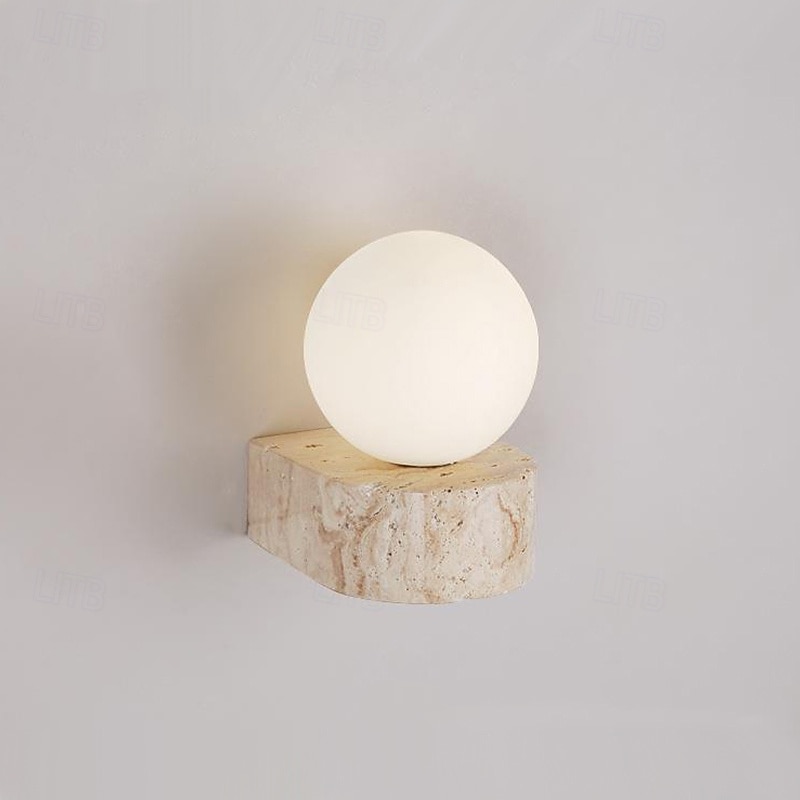 natúr sárga travertin kőből készült falikar japán stílusú wabi sabi beltéri fali lámpa konyhába, hálószobába, nappaliba, fésülködőasztalhoz, g9 üveg fali lámpa 2026 - $127.99 –P4