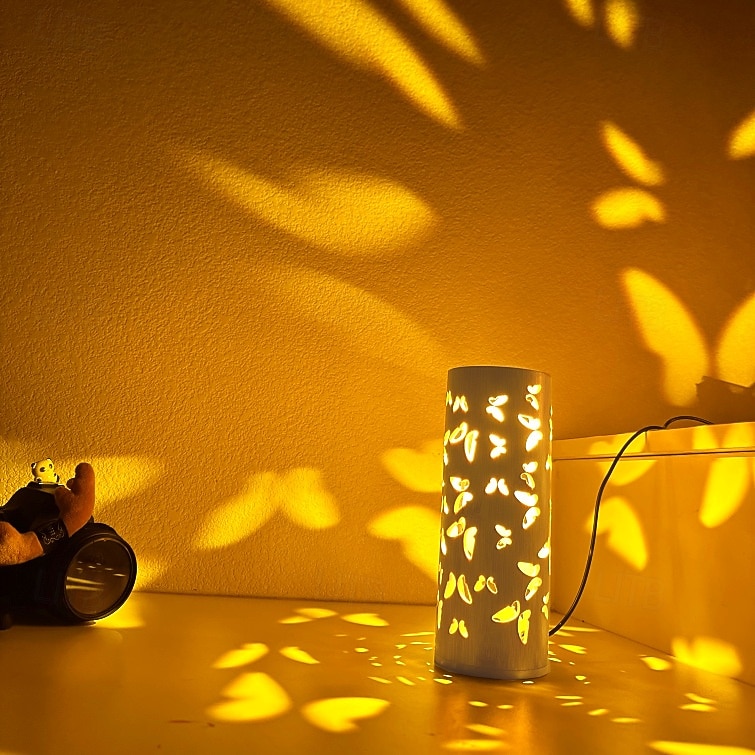 Lampă de proiecție cu fluture din bambus, sursă de alimentare USB, lampă de decor pentru dormitor, sufragerie, noptieră, lumină de noapte, înălțime 20 cm 2026 - $28.99 –P5