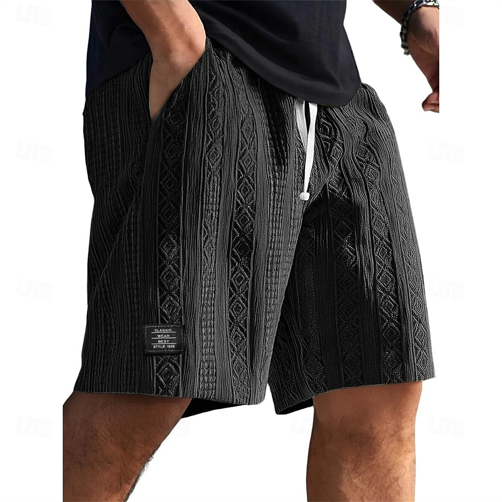 Pánské Letní šortky Plážové šortky Neformální šortky Texturované kraťasy Šňůrky Elastický pas Pevná barva Pohodlné Délka kolen Denní Venkovní Streetwear prázdniny Módní Námořnická modř Khaki Lehce 2026 - $22.99 –P6