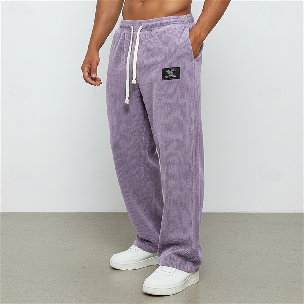 Herren Jogginghose Hose Cordhose Freizeithose Kordelzug Elastischer Bund Gerader Schnitt Einfach Komfort Volle Länge Täglich Sport im Freien Ferien Urlaub Mode Blau Schwarz Mikroelastisch 2026 - $26.99 –P8