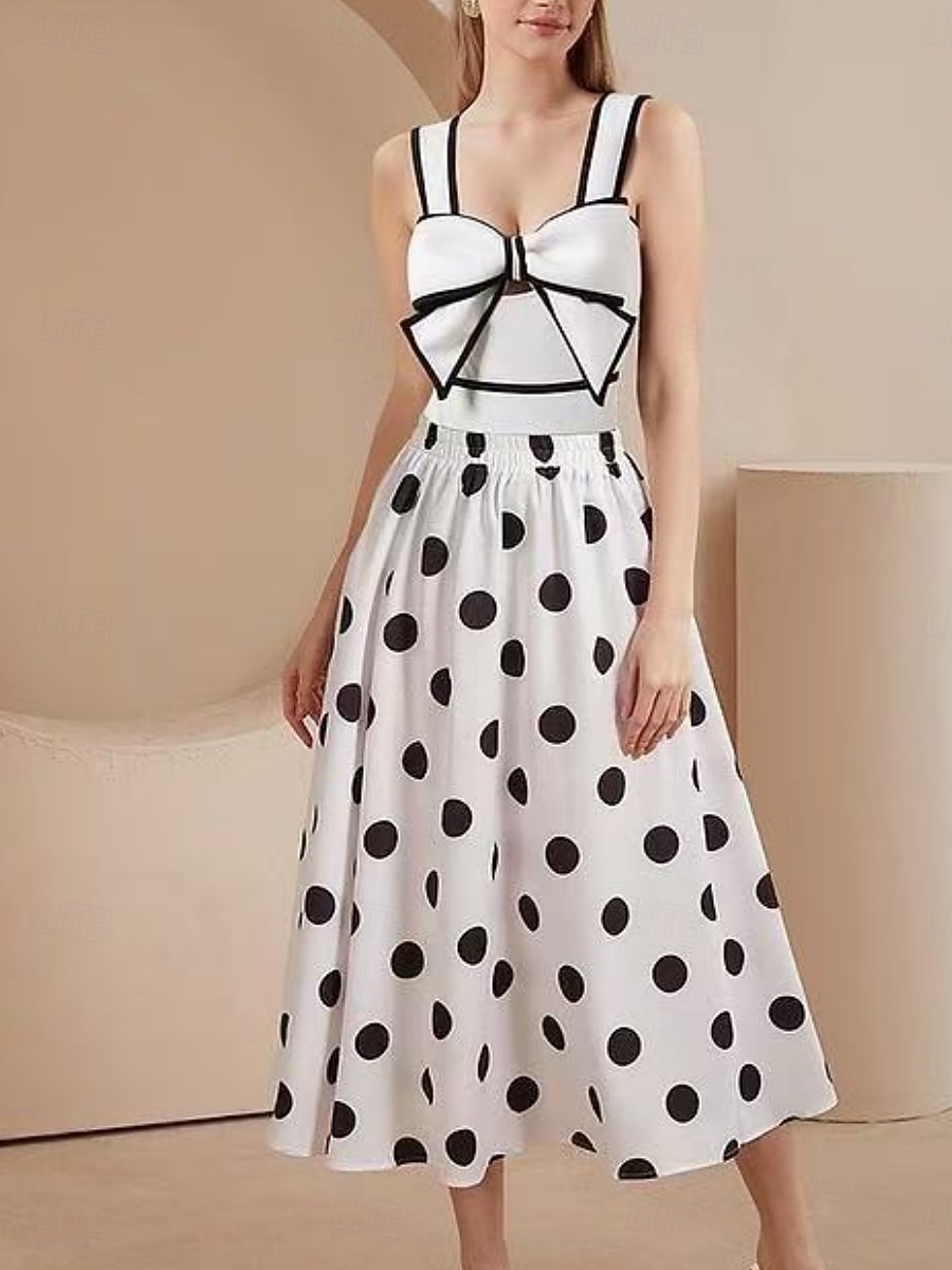 Ženské jednodílné plavky monokini sukně kontrola břicha vysoký pas štíhlé bez zad dovolená plážová móda puntíkované výstřih ve tvaru V bez rukávů 2026 - $51.99 –P4