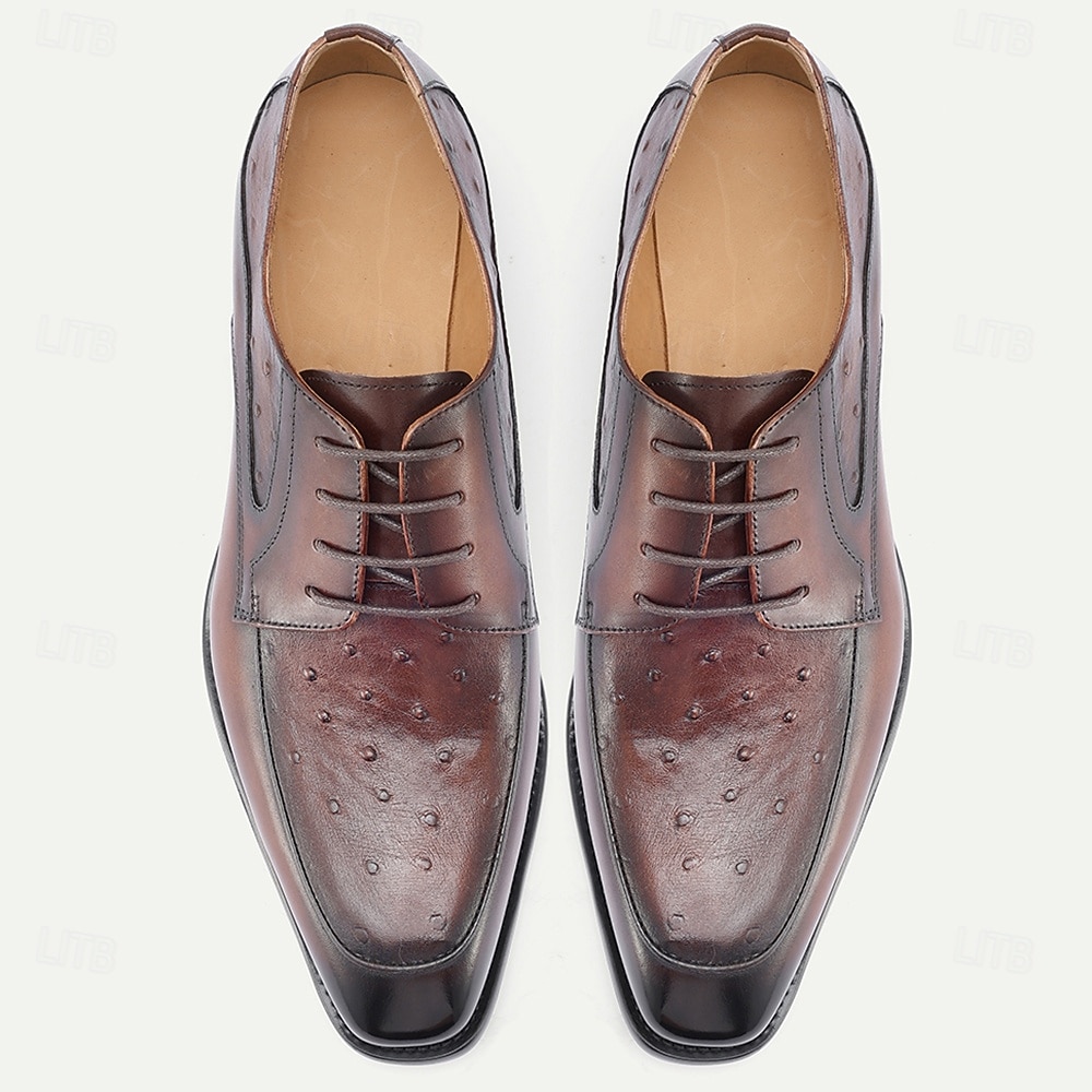 Men's Tan Leather Brogue Lace-Up Shoes, Classic Wedding Shoes for Groom and Groomsmen, Ideal for Formal Weddings and Semi-Formal Wedding Occasions 2026 - $84.99 –P7