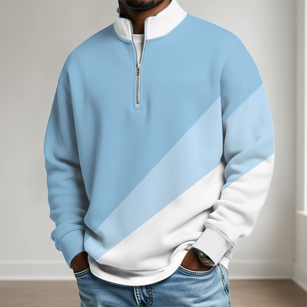 Per uomo Geometrico Blocco di colori Polo con zip Manica Lunga Magliette polo Colletto alla coreana Casual Scuola Athleisure Ferie Abbigliamento quotidiano Stampa 3D Polo con cerniera a un quarto del 2026 a $24.99 –P1