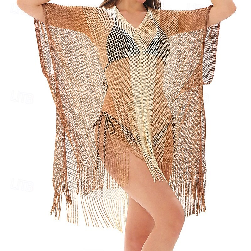 Dámské Plavky Přehozy Plavky Třásňový lem Vystřižený prázdniny Oblečení na pláž Tónované Do V Krátké rukávy Plavky 2026 - $11.49 –P7