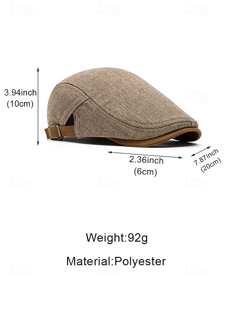 мужская полиэстеровая плоская кепка с узором «ёлочка» — стильная и удобная, доступна в нескольких цветах для повседневных и официальных случаев 2026 - $14.99 –P11