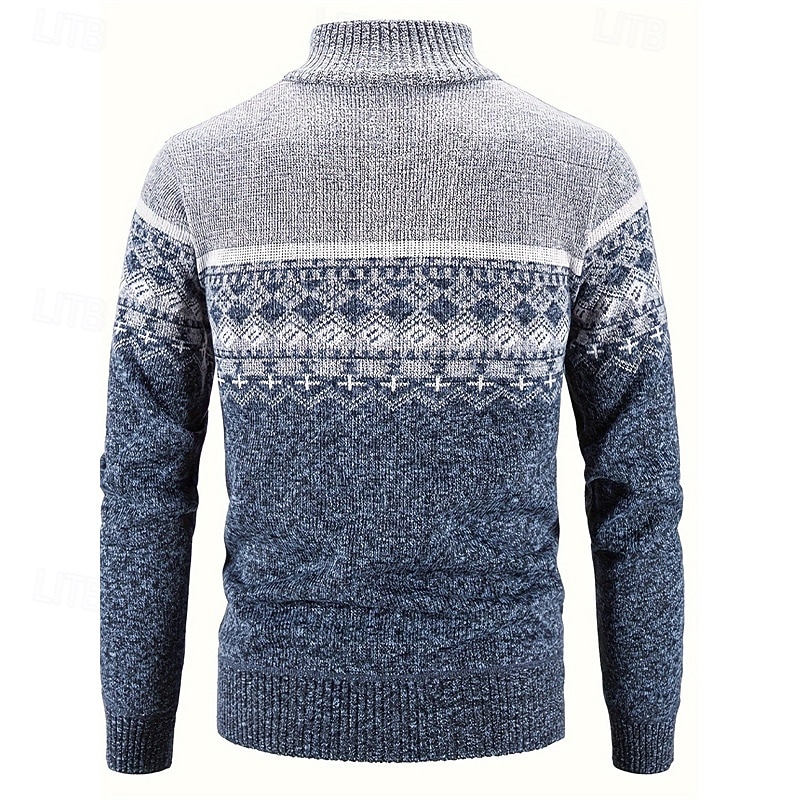 Per uomo Felpa Cardigan Maglione con Zip A Coste Maglia Top Regolari Lavorato a maglia Geometrico Collo Alto Neutro Moda Casuale Abbigliamento quotidiano Abbigliamento Autunno Inverno Blu Grigio del 2026 a $37.99 –P4