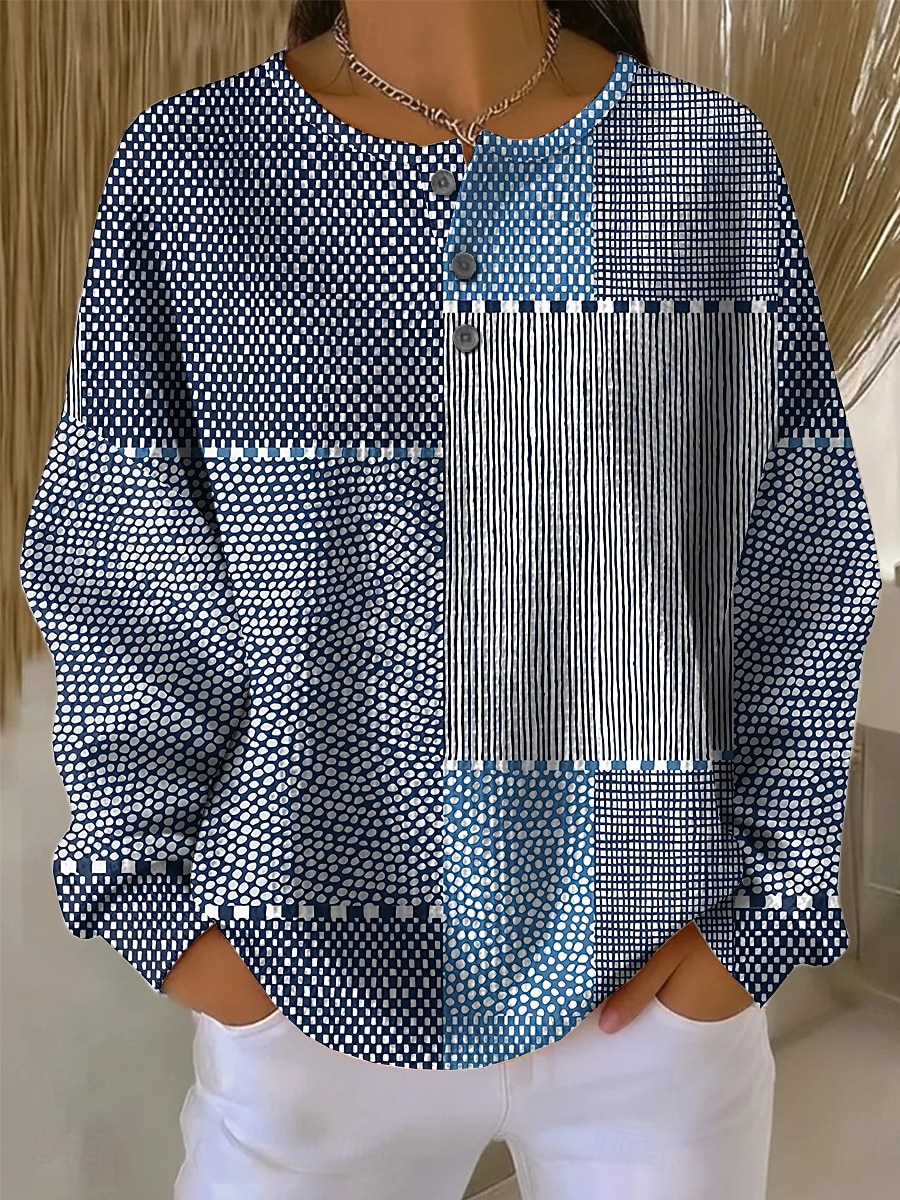 Per donna Felpa Pullover Geometrico Astratto Casual Manica Lunga Girocollo Top Regolari Blu Nero Bianco Giallo Rosa Primavera Autunno del 2026 a $28.99 –P5
