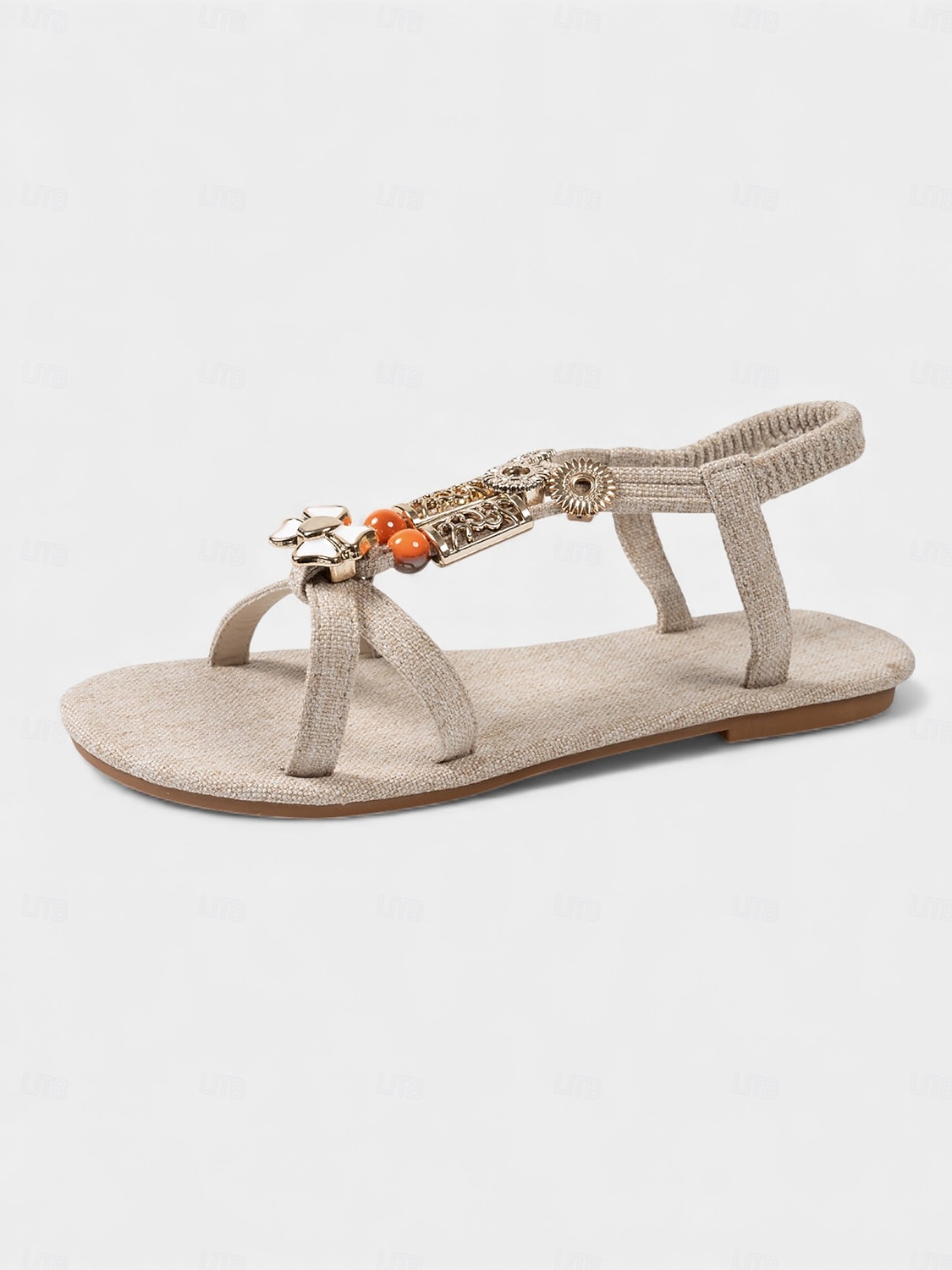 Sandales plates bohèmes chics pour femmes, ornées de perles métalliques décoratives – des chaussures confortables pour les mariages décontractés et à la plage, les événements estivaux et les vacances de 2026 ? $18.99 –P4