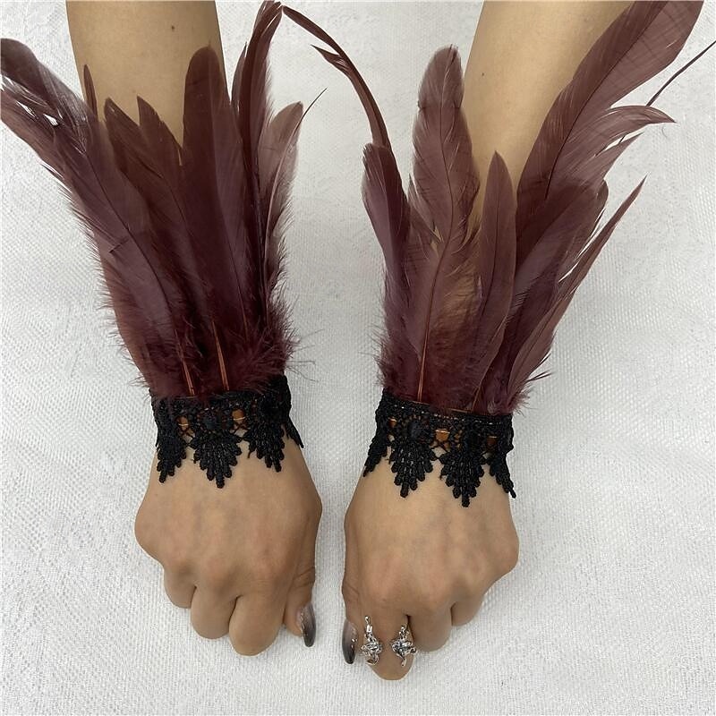 Carnaval 2026 Accesorios de Samba del Carnaval de Río Muñequeras de Plumas Negras con Encaje - Pulseras Elegantes para Fiestas Gatsby Disfraz de Festival de Brasil 2026 - $8.99 –P4
