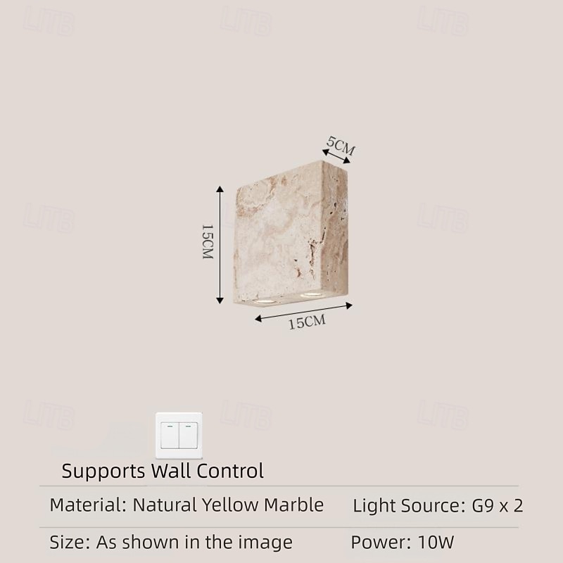 natúr sárga travertin kőből készült falikar japán stílusú wabi sabi beltéri fali lámpa konyhába, hálószobába, nappaliba, fésülködőasztalhoz, g9 üveg fali lámpa 2026 - $127.99 –P2