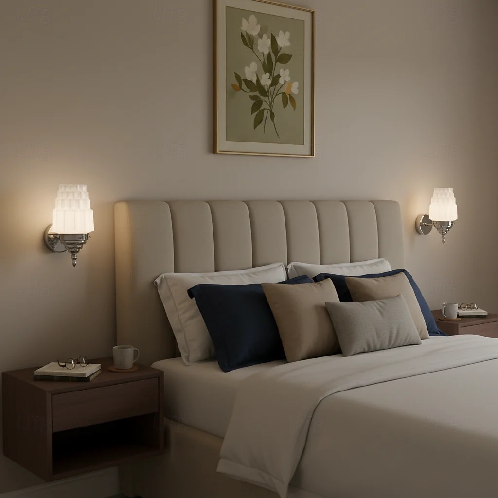 2026年 ウォールランプ バウハウス クローム ウォールスコンス モダン クリーム ウォールランプ クリエイティブ マイク型 ホームデコレーション 照明器具 厚いミルクホワイトガラスシェード付き  コレクション – $165.99 –P4