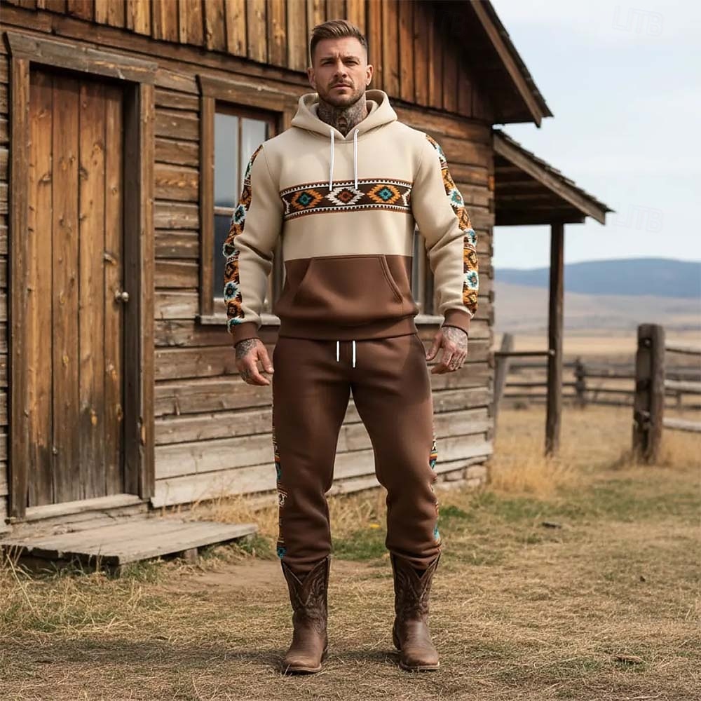 Per uomo Tribale 2 pezzi Set di felpe 3D Felpa con Cappuccio Manica Lunga Pantaloni lunghi Con Cappuccio Stile Etnico Casual Quotidiano Athleisure Stampa 3D Primavera Autunno Inverno Marrone del 2026 a $48.99 –P3