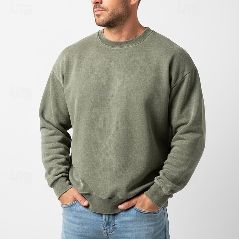 Hombre Sudadera Sudadera Con Capucha Negro Morado Verde Trébol Caqui Café Cuello Barco Cuello Mao Plano De Gran Tamaño Casual Diario Deporte Vintage Ropa de calle Fresco Primavera & Otoño Otoño 2026 - $24.99 –P1