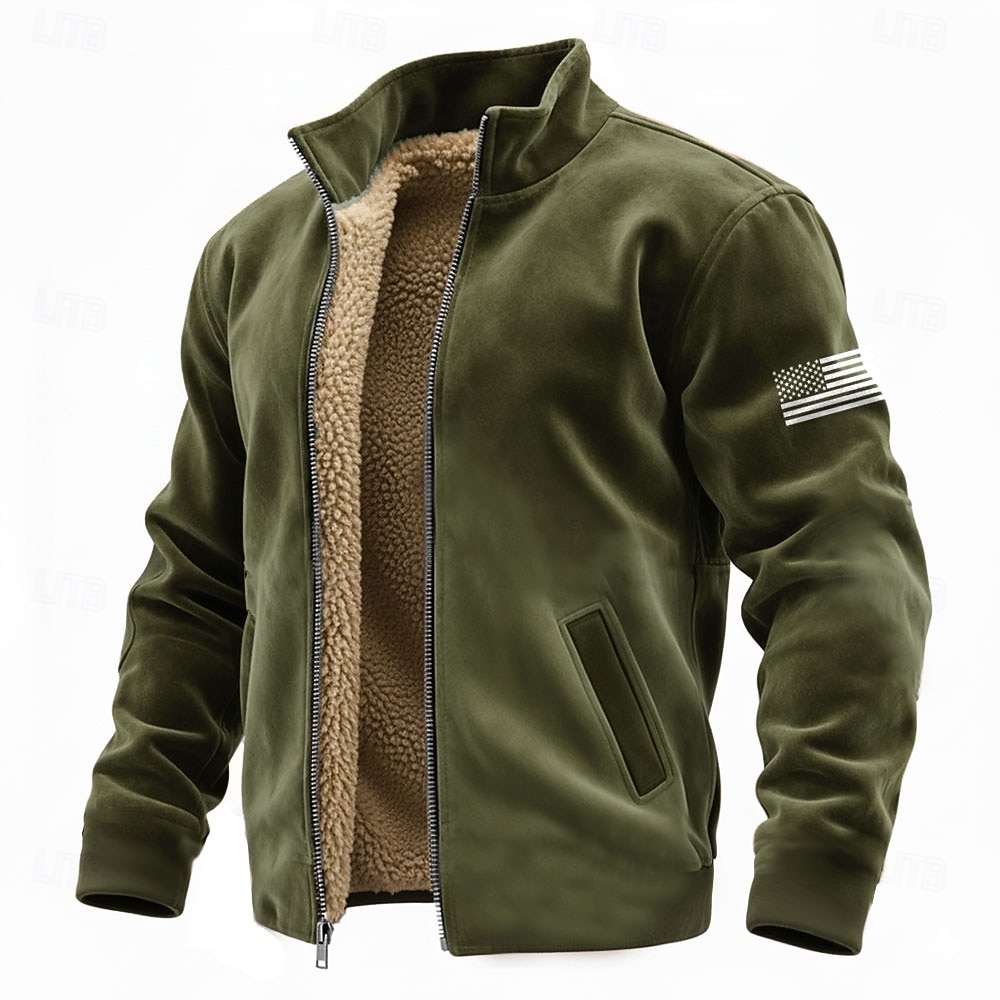 ארצות הברית 250 שנות השנה Anniversary גברים דגל אמריקאי חליפה סווטשירט ישן רטרו צווארון זקוף רוכסן חוץ מתנה יציאה כחול שחור חום ירוק כיס קדמי רוכסן סתיו חורף 2026 - $42.99 –P1