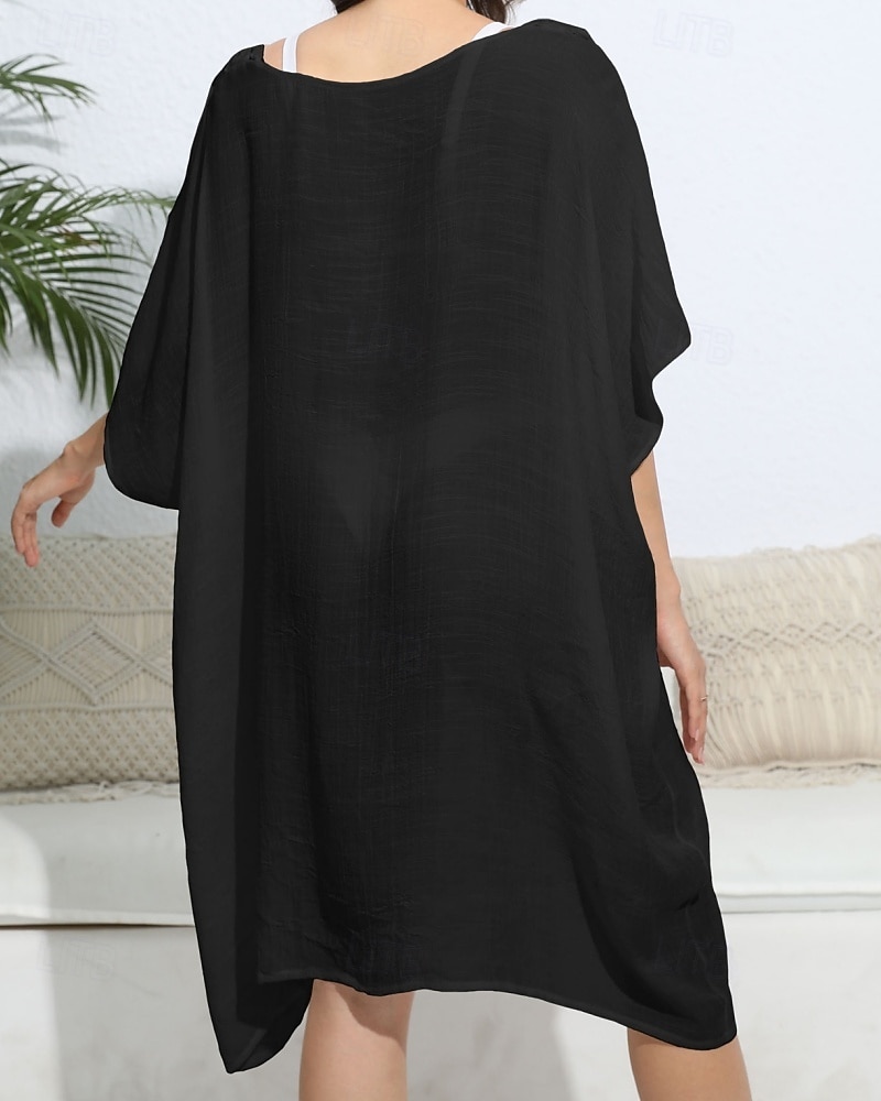 Dámské Plavky Přehozy Šaty do vody Sleva až 30% Plavky Vystřižený prázdniny Oblečení na pláž Pevná barva Do V Krátké rukávy Plavky 2026 - $27.99 –P14