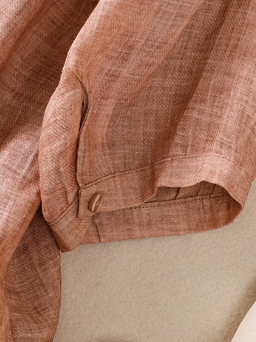 Γυναικεία Μπλούζα Λινό από ψεύτικο βαμβάκι Κεντητό Κουμπιά Φλοράλ Στυλάτο Καθημερινό 3/4 Μήκος Μανικιού Μανδαρίνο Κολλάρο Κανονικά μπλουζάκια Καθημερινά Ανθισμένο Ροζ Βυσσινί Πορτοκαλί Χακί 2026 - $34.99 –P10