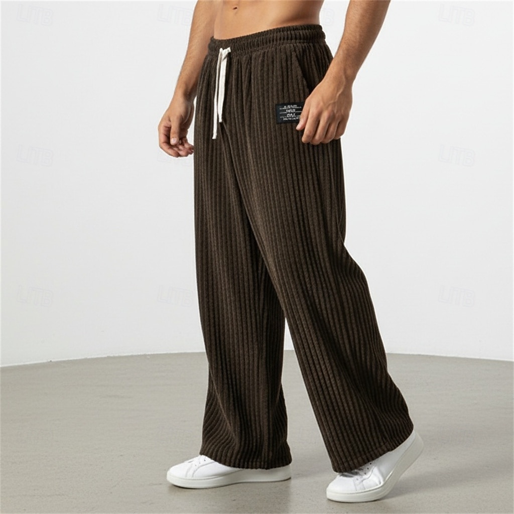 Per uomo Pantaloni da tuta Pantaloni Pantaloni in velluto a coste Pantaloni Larghi Pantaloni della tuta a gamba dritta Coulisse Elastico in vita Tinta unica Comodità Lunghezza intera Casuale del 2026 a $25.99 –P8