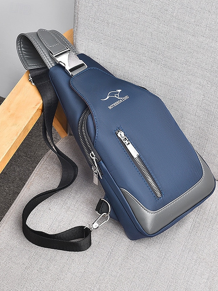 2026年 男性用防水オックスフォード布製スリングバッグ、USB充電ポート付き、多用途、複数の色展開、カジュアルやアウトドアでの使用に最適  コレクション – $24.99 –P15