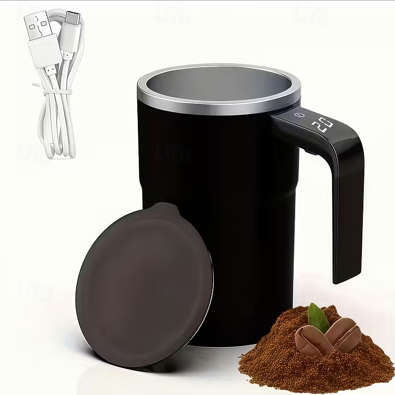 Elektrisk kaffekrus med LED-temperaturdisplay - betjening med ett trykk, 304 rustfritt stål, egnet for blanding av kaffe, melk, te og blandede drikker, ideell for kontor, hjem &utendørs reisebruk 2026 - $20.99 –P4