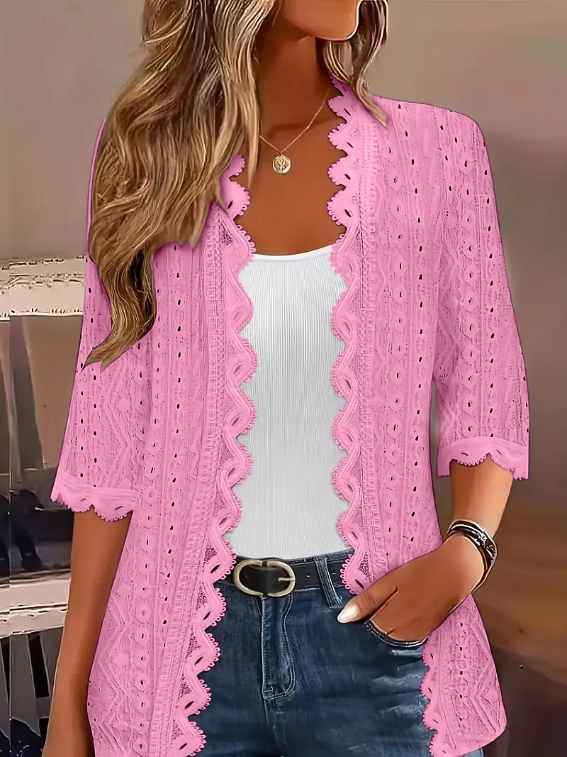 Mujer Chaqueta casual Cómodo Transpirable Tejido en Punto Casual Plano Casual Vacaciones Calle Ropa Cotidiana Frente Abierto Regular Sin Cuello Ajuste regular Manga Larga Ropa de calle Azul Piscina 2026 - $26.99 –P7