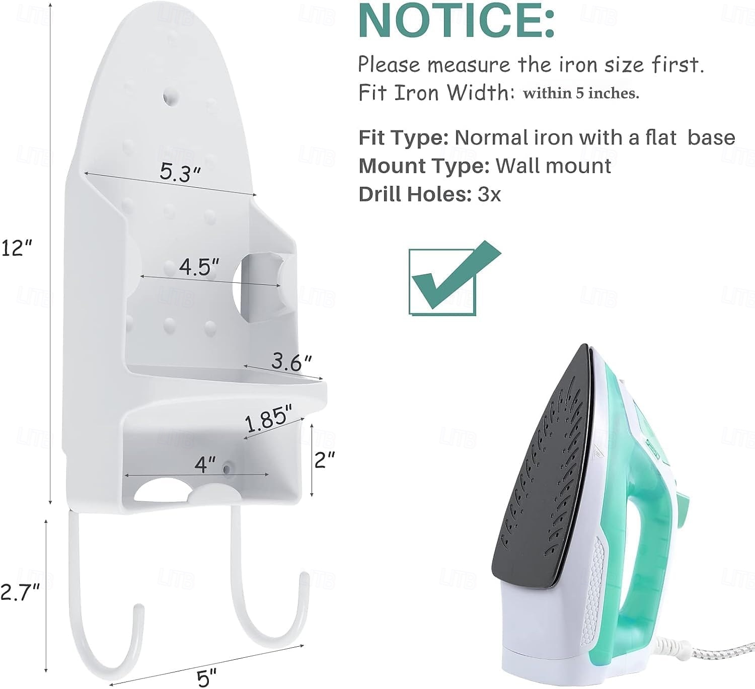 מתלה לקרש גיהוץ, מתלה למגהץ עם מתלה לקרש גיהוץ, מתקן למגהץ עמיד בחום לקיר לרוחב מקסימלי של 5 אינץ' 2026 - $21.99 –P4