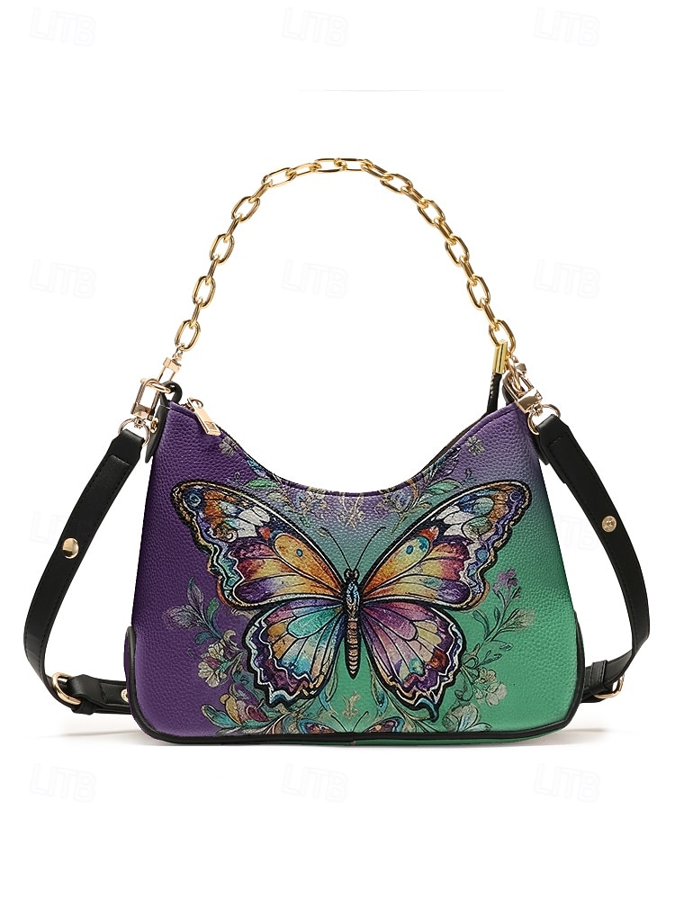Damen-Schultertasche aus Kunstleder mit verstellbarem Riemen, Schmetterlingsmuster, in verschiedenen Farben erhältlich, vielseitige Tragemöglichkeiten für legere und formelle Anlässe. 2026 - $34.99 –P13