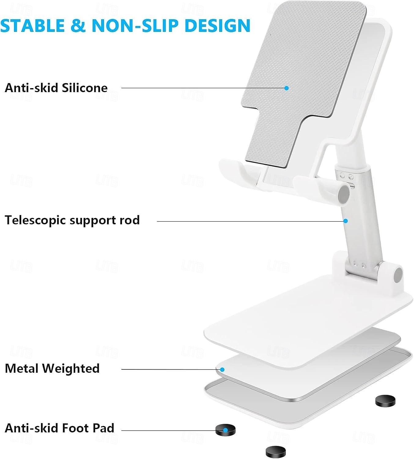 Suport telefon pliabil cu 3 bucăți, suport telefon desktop, unghi și înălțime reglabile, compatibil cu toate telefoanele de 4-10 inci, ideal pentru birou și utilizare pe tabletă 2026 - $19.99 –P9