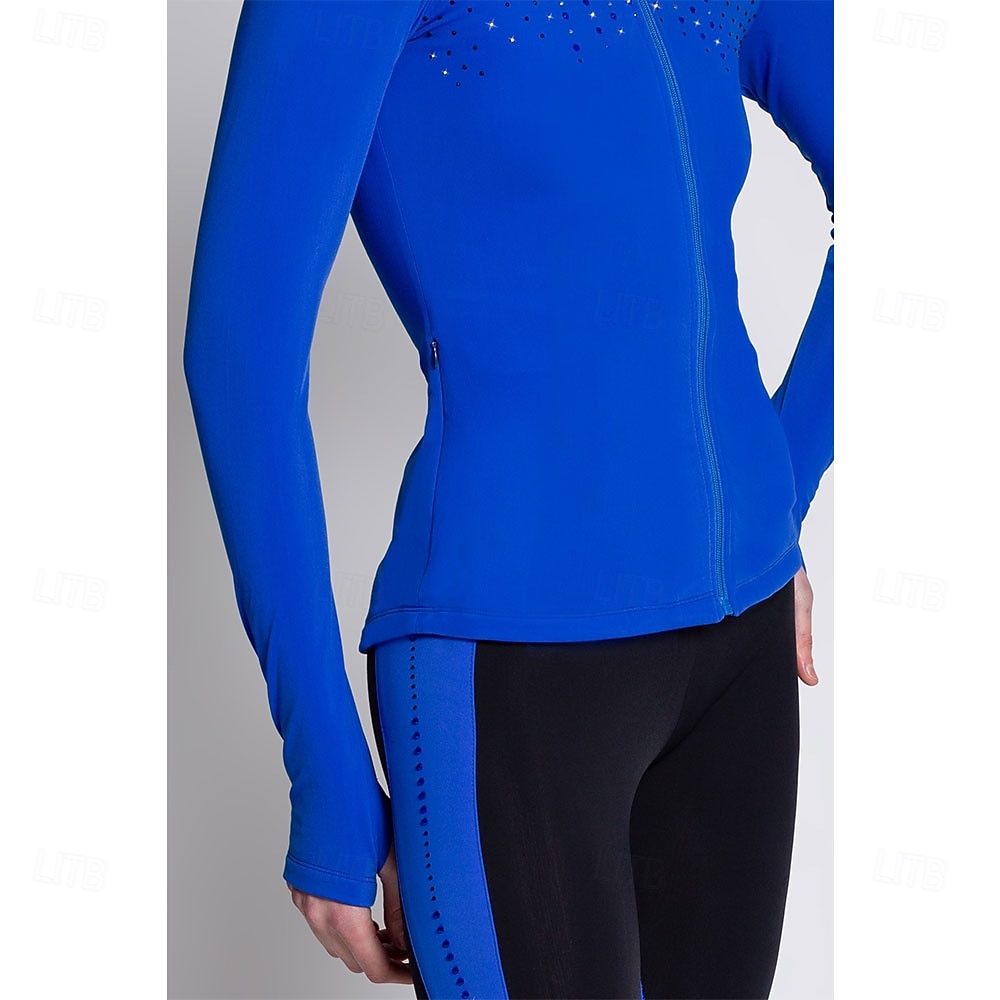 Chaqueta de lana para patinaje artístico Mujer Patinaje Sobre Hielo Chaqueta Camiseta Azul Real Retazos Licra Elástico Entrenamiento Competición Ropa de Patinaje Mantiene abrigado Clásico Manga Larga 2026 - $105.99 –P3
