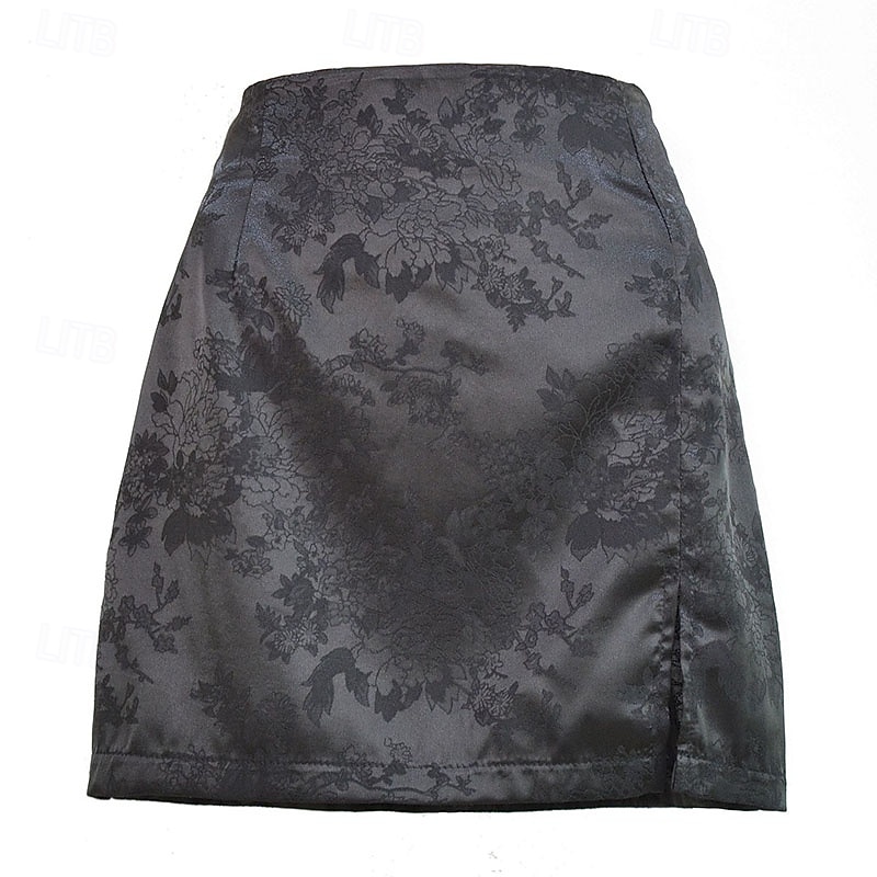 Women's Fashion Casual Mini High Waist Skirts Graphic Split Ends Micro-elastic Daily Street Black Pink Green Summer 2026 - $18.99 –P5