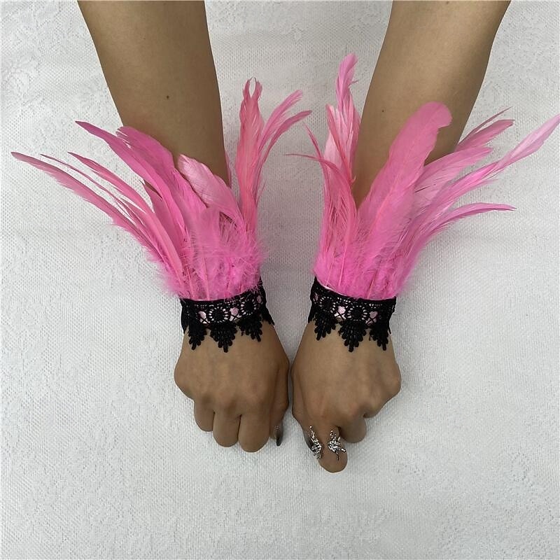 Carnaval 2026 Accesorios de Samba del Carnaval de Río Muñequeras de Plumas Negras con Encaje - Pulseras Elegantes para Fiestas Gatsby Disfraz de Festival de Brasil 2026 - $8.99 –P7