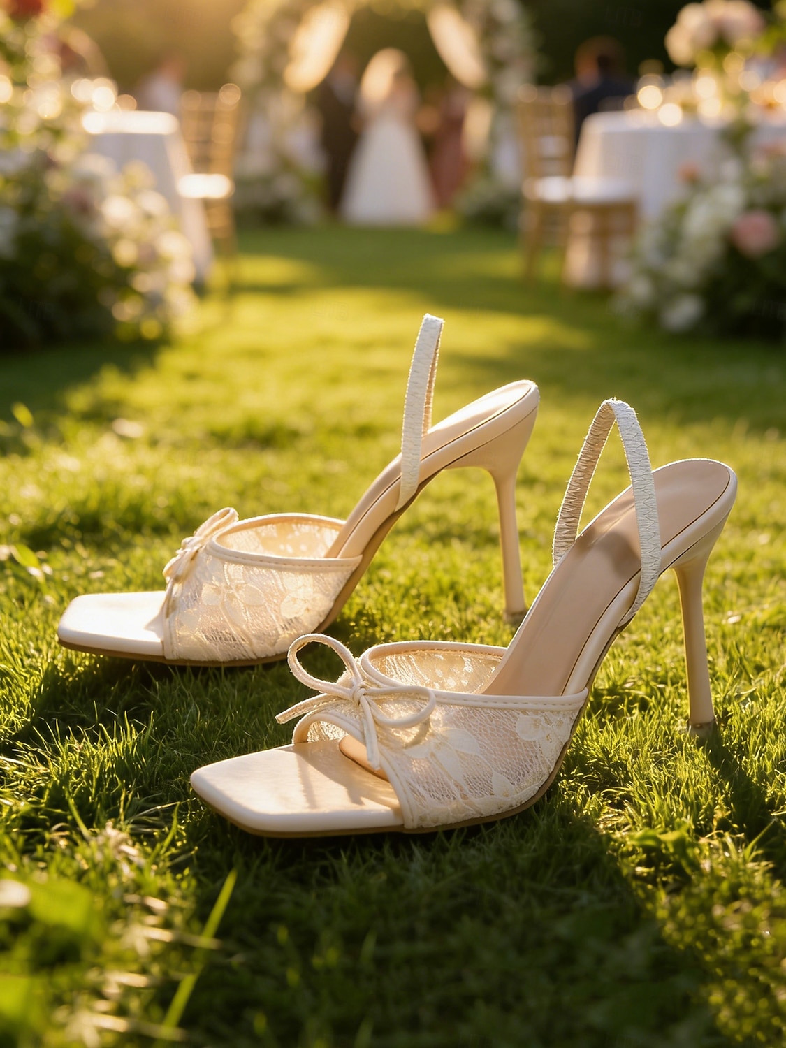 Sandales élégantes à talons, bout ouvert et dentelle, ornées d'un nœud, idéales pour les mariages champêtres et les occasions formelles, parfaites pour les invitées. de 2026 ? $39.99 –P2